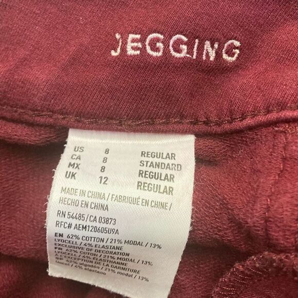 AMERICAN‎ EAGLE OUTFITTERS Jegging Jeans Super Stretch Size 8 Wine - Picture 7 of 10